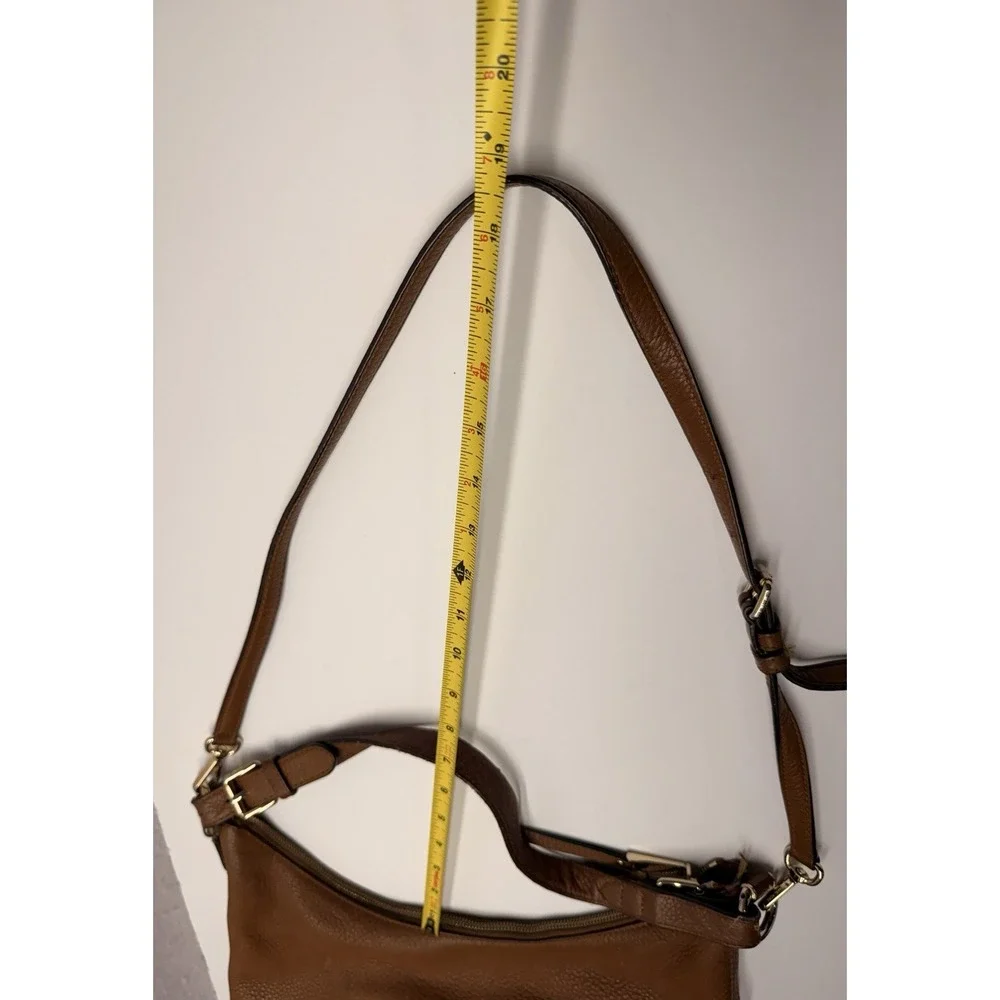 Michael Kors Lupita Large Hobo Bag Cognac Brown Pebbled Leather Crossbody